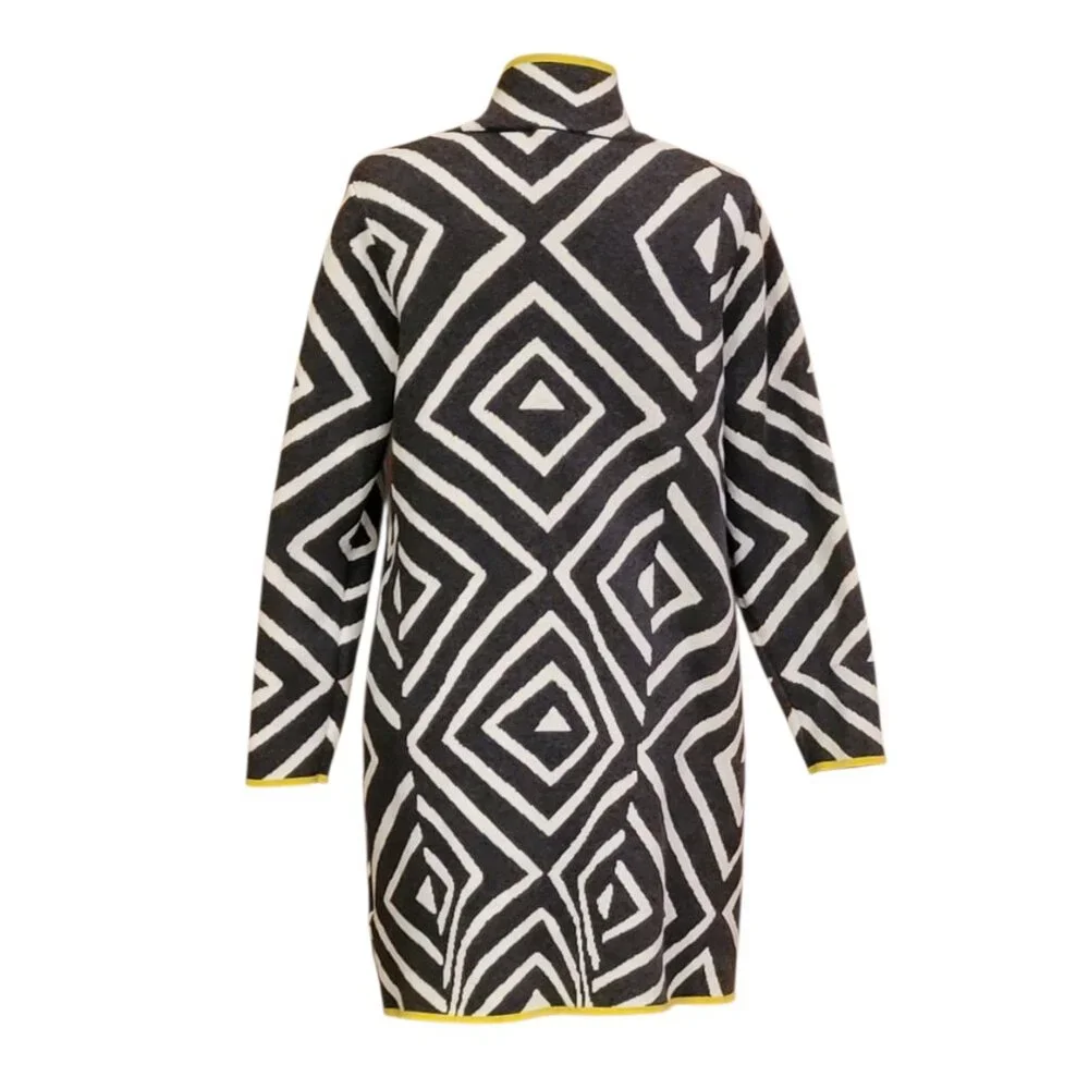 Marble Buckle Detail Longline Art-to-Wear Cardigan Sweater Jacket Size M